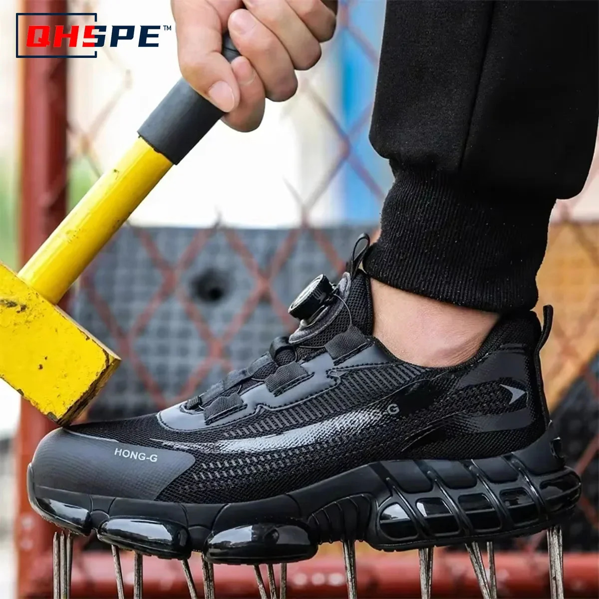 Rotating Button Work Sneakers Steel Toe Shoes Safety Boots Puncture-Proof work Shoes Protective Shoes 250731