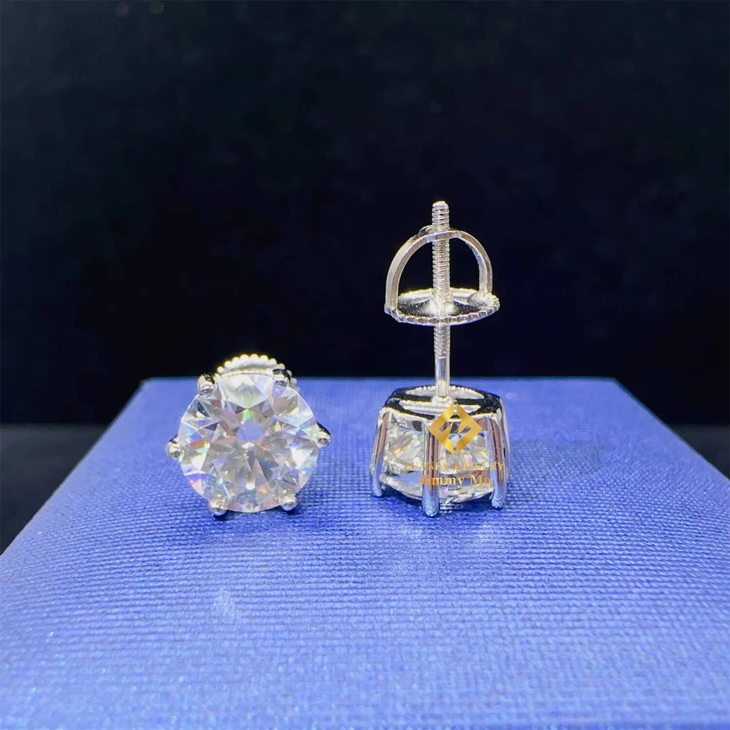 Pass Diamond Tester Hip Hop Jewelry GRA Certificates 925 Silver D Color VVS1 Moissanite Hip Hop 6 Prongs Stud Earring