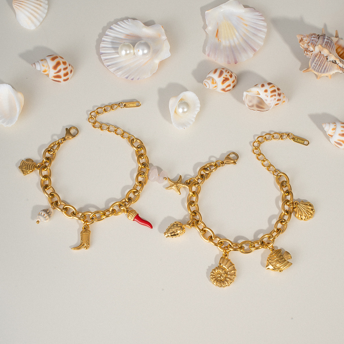 Summer New Ocean Bracelet Fashion Versatile Beach Vacation Style Personality Design Stainless Steel Jewelry for Women