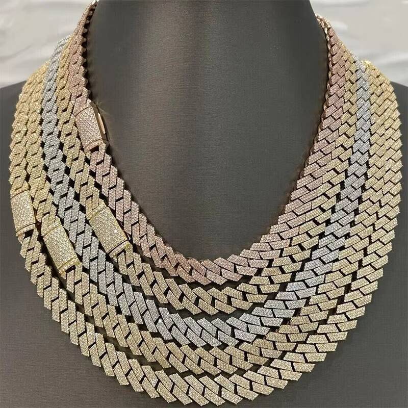 Hot Sale 925 Sterling Silver Vvs1 Moissanite Diamond Iced Out Cuban Link Chain for Men