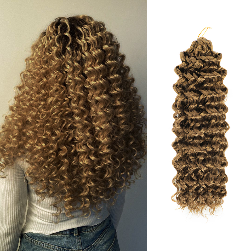 Deep Wave Bohemian Style Synthetic Hair Extension - 18 Inch Ombre Color Crochet Bundles 1pcs