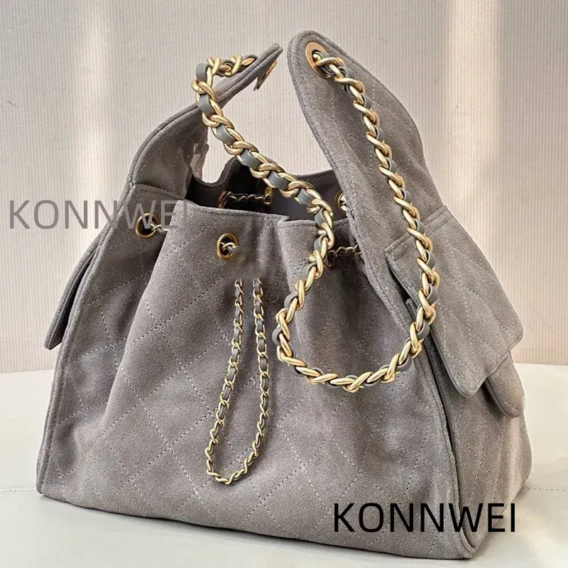 Designer Luxury bag shoulder Hobo bag Suede bucket purse women 10A Mirror quality chain on wallet evening leather 25c brown tote Underarm bag shopping card holder