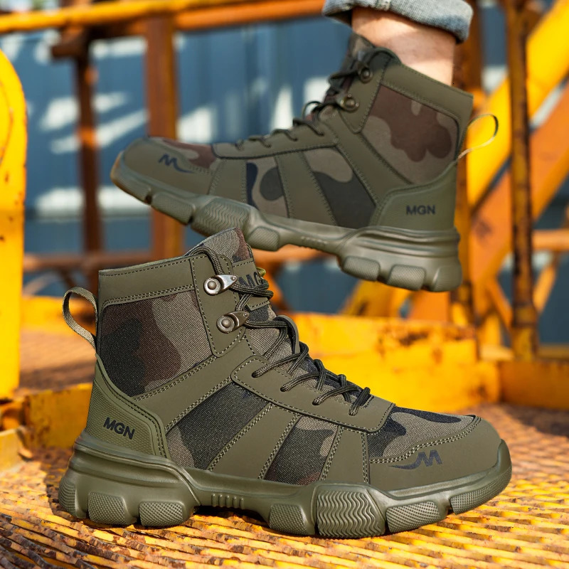 Men Safety Shoes Steel Toe Work Shoes Anti-smash Anti-puncture Indestructible Shoes Protective Boots Construction Work Shoes 250731