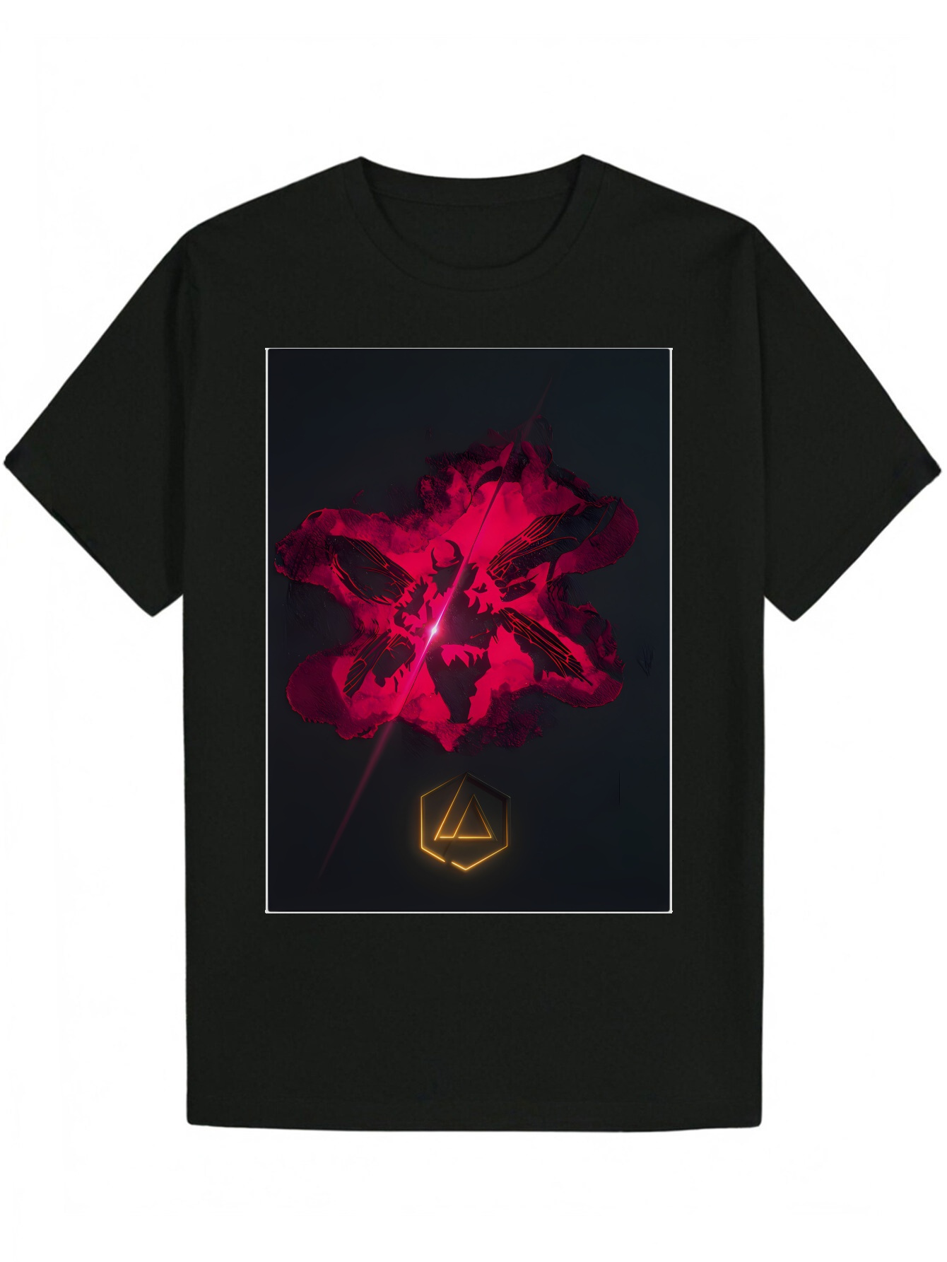Men's Black Casual Summer Graphic - Round Neck Polyester T-Shirt Pink Abstract Design and Geometric Elements, Machine Washable, Artistic Clothing