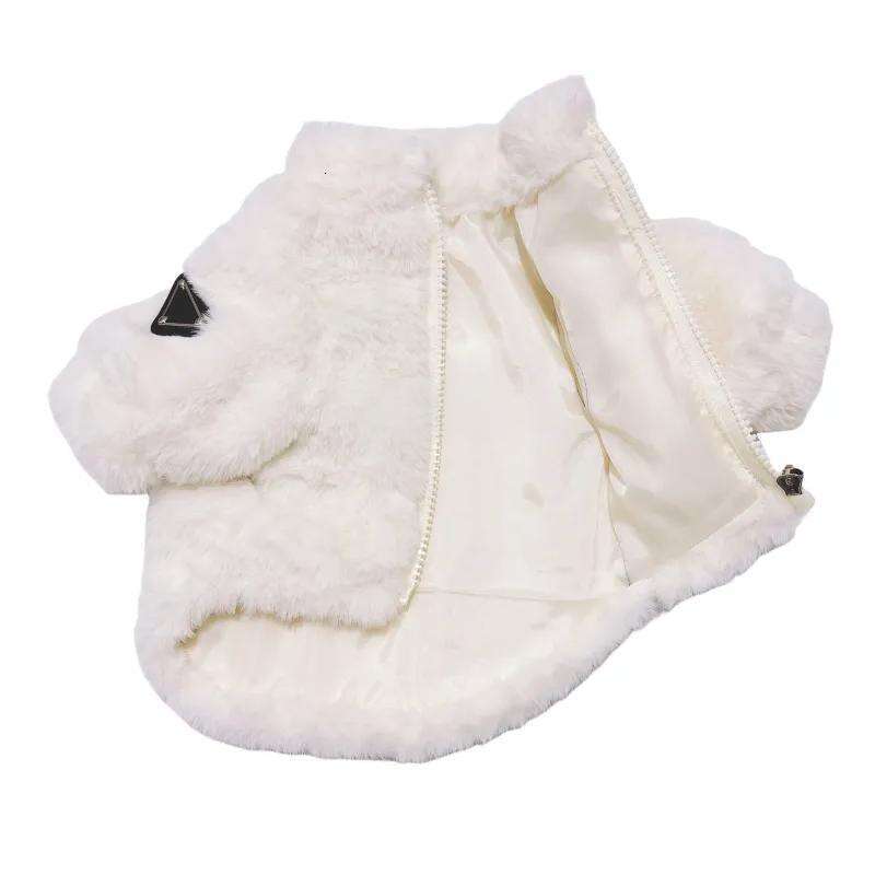 Winter Apparel Designer Clothes Dog Faux Fur Coat Turtleneck Puppy Sweater Cold Weather Pets Jacket Warm Outfit Jackets for Small Medium Dogs White Fr