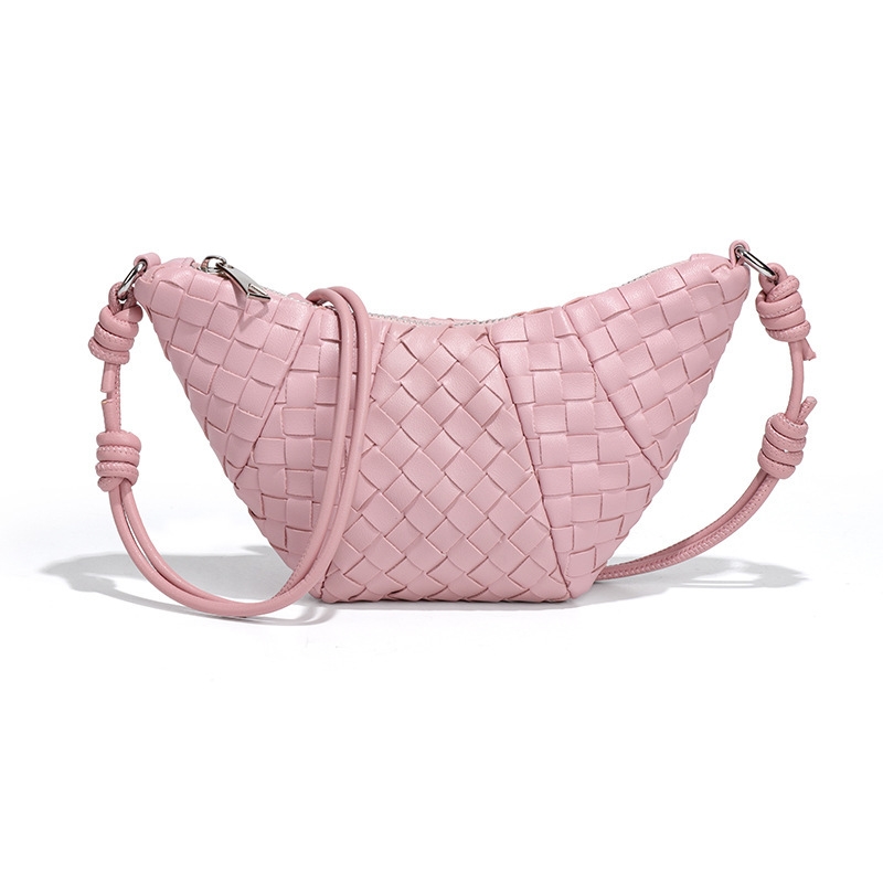 2025 Women's bags with niche designs hand - made high - end woven cross - body croissant bags single - shoulder cross - body small square bags