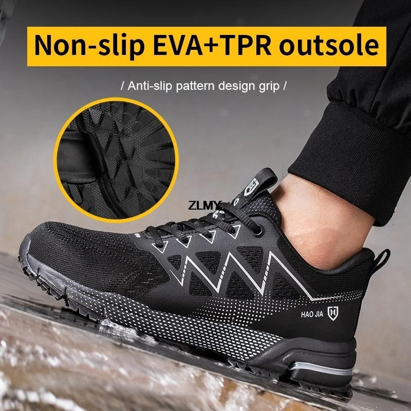Anti-smash Safety Shoes Men Steel Toe Sneakers Puncture Proof Breathable Work Boots Man Fashion Construction Protective Footwear 250730