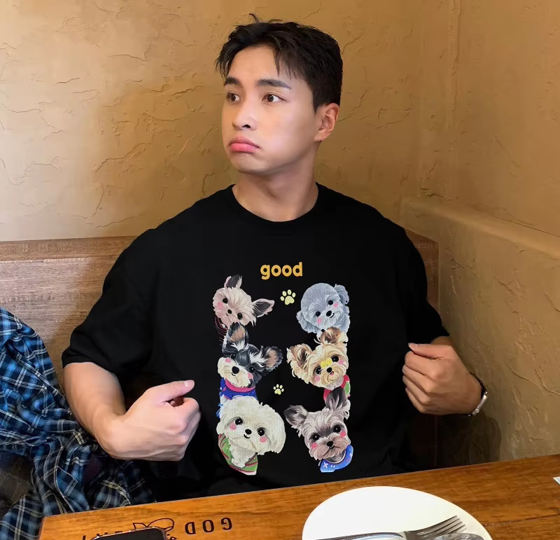 DREW HOUSE New Men's Clothing Cartoon Dog logo T shirt men's and women's printed loose short sleeve T-shirt