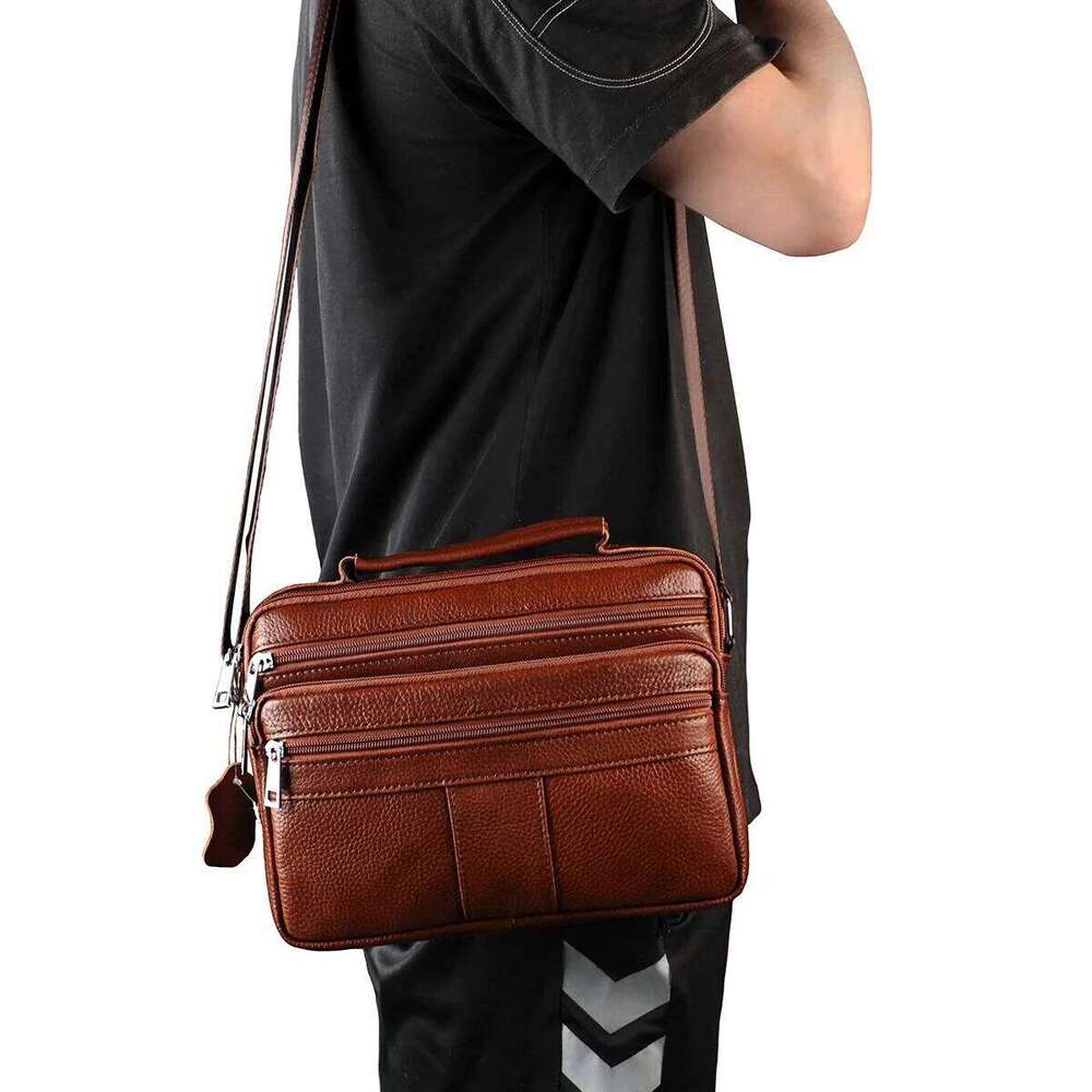 Fashion Shoulder Genuine Leather Handbag Business Multifunctional Briefcase Travel Men's Crossbody Bag Men