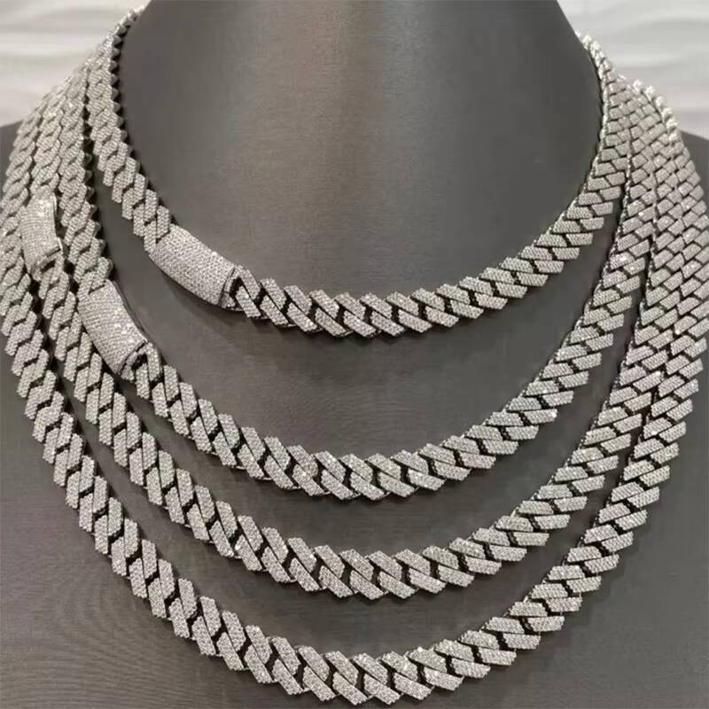 Hot Sale 925 Sterling Silver Vvs1 Moissanite Diamond Iced Out Cuban Link Chain for Men