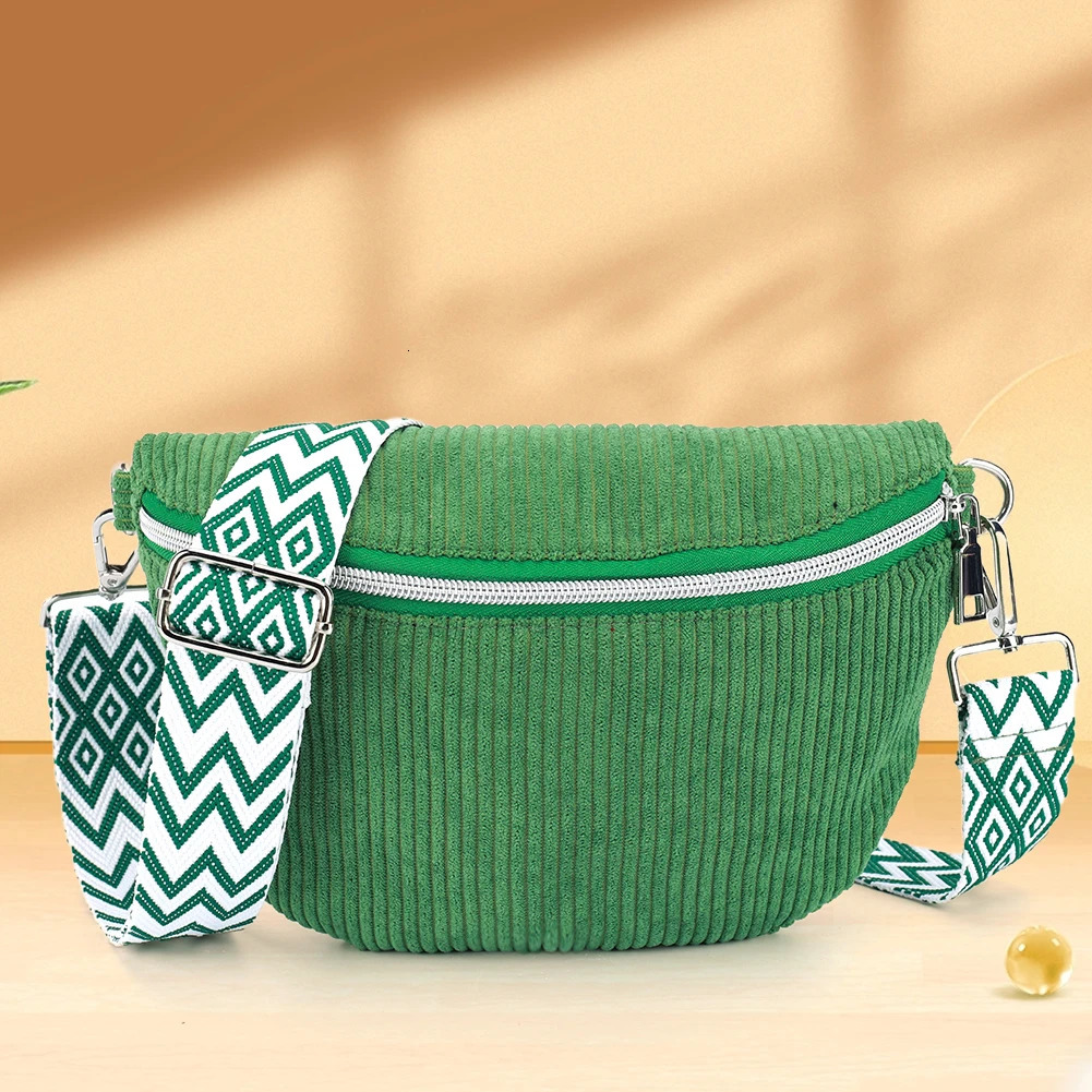 Crossbody Bag for Men Women with Adjustable Wide Strap Bum Bag Corduroy Solid Chest Bag Zipper Fanny Pack for Travel Workout 250731