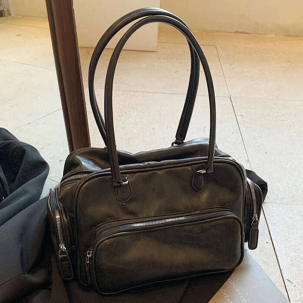 Shoulder Women with Multi-Pockets Tote PU Leather Solid Color Hobo Bag Handbag for Work Travel