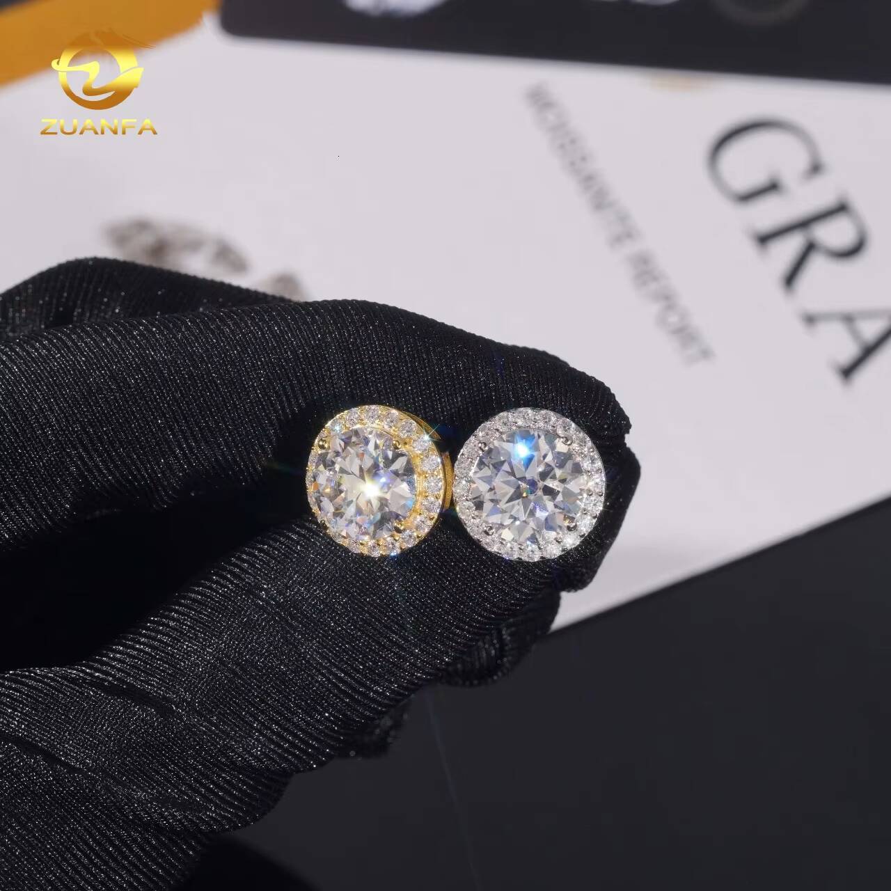 Hot Selling Fashion Style 5mm to 9mm 925 Silver Hip Hop Iced Out Jewelry Moissanite Diamond VVS Shining Stud Earring Unisex Gift