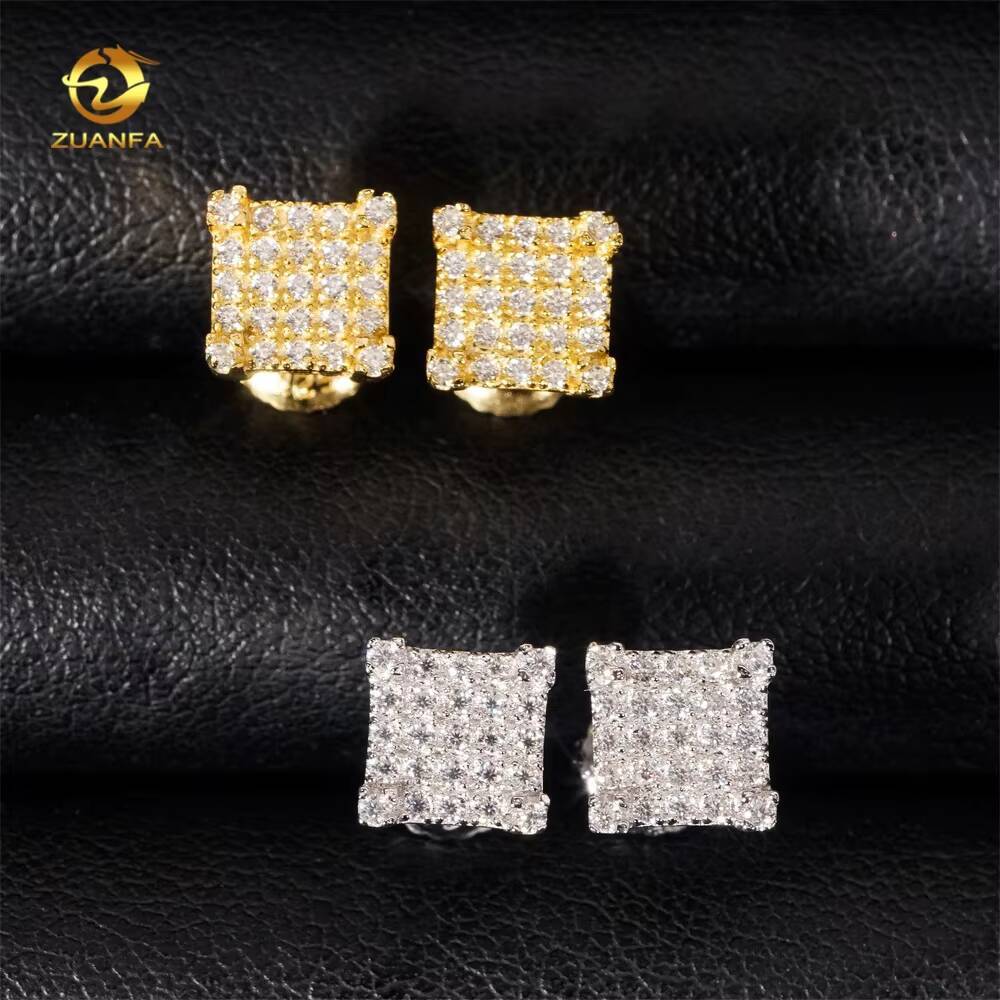 Fine Jewelry High Quality Designer 18k Gold Plated Iced Out 925 Sterling Silver Jewelry Stud Earrings