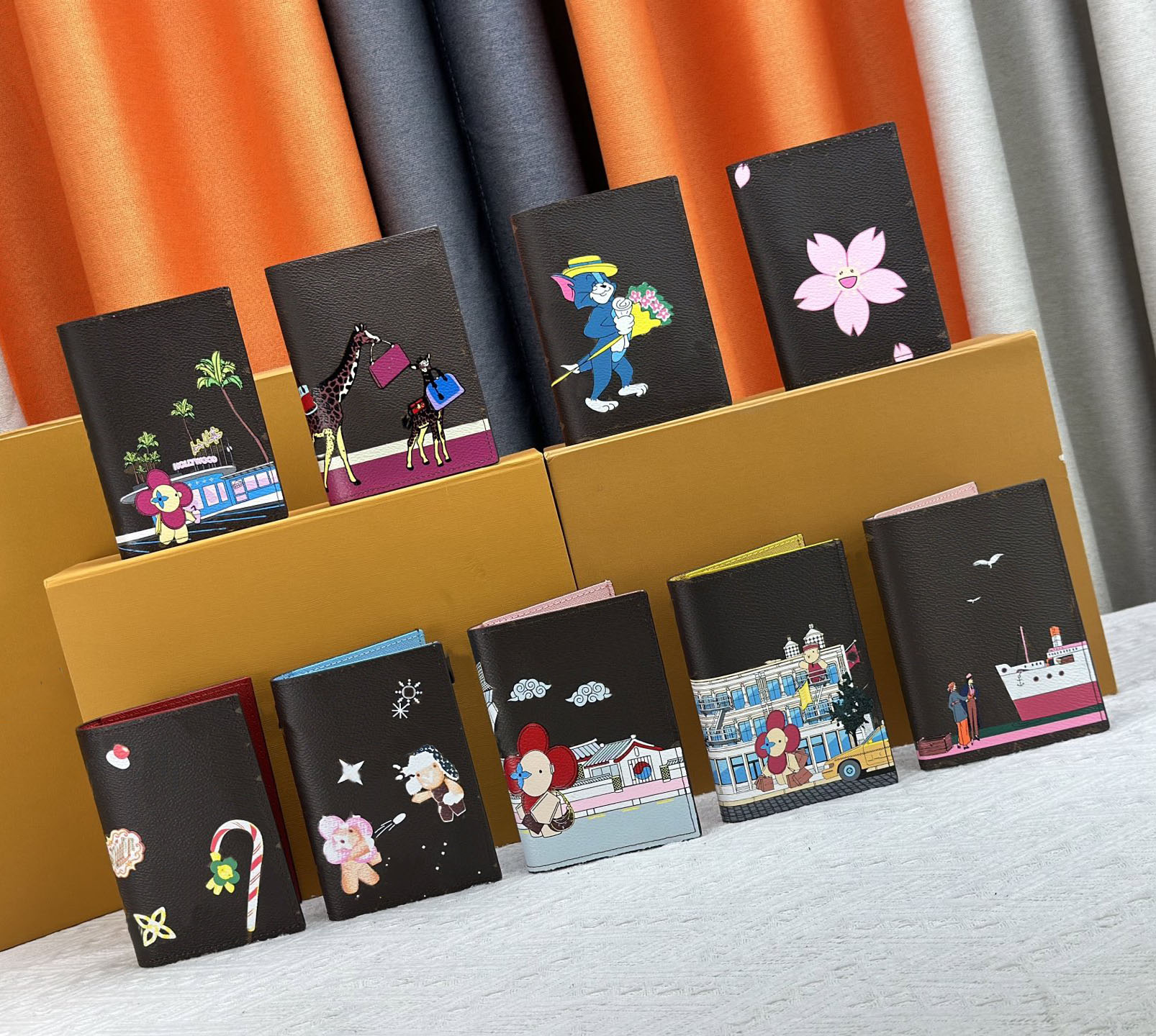 Passport cover designer wallet fashionable ladies cherry blossom passport cover cardholder suit clip classic credit card shopping card storage bag 1A Without a box