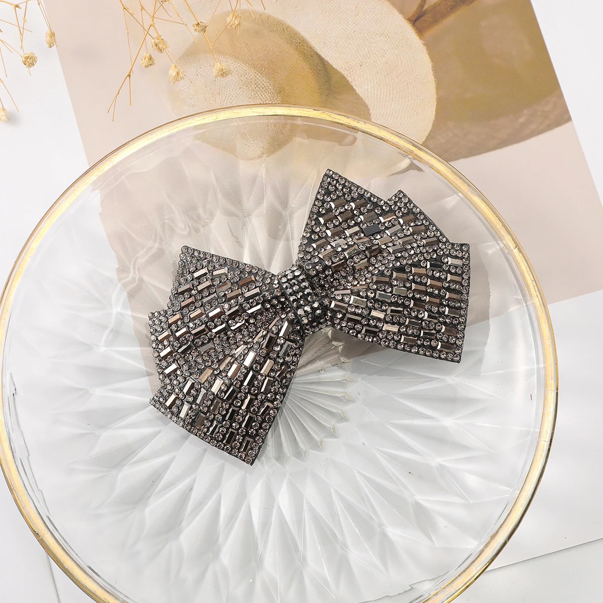 Shiny Rhinestone Barrettes Hairpin For Women Girl Styling Hair Clip Clamps Summer Simple Bow Fashion Hairpin Headwear 250730