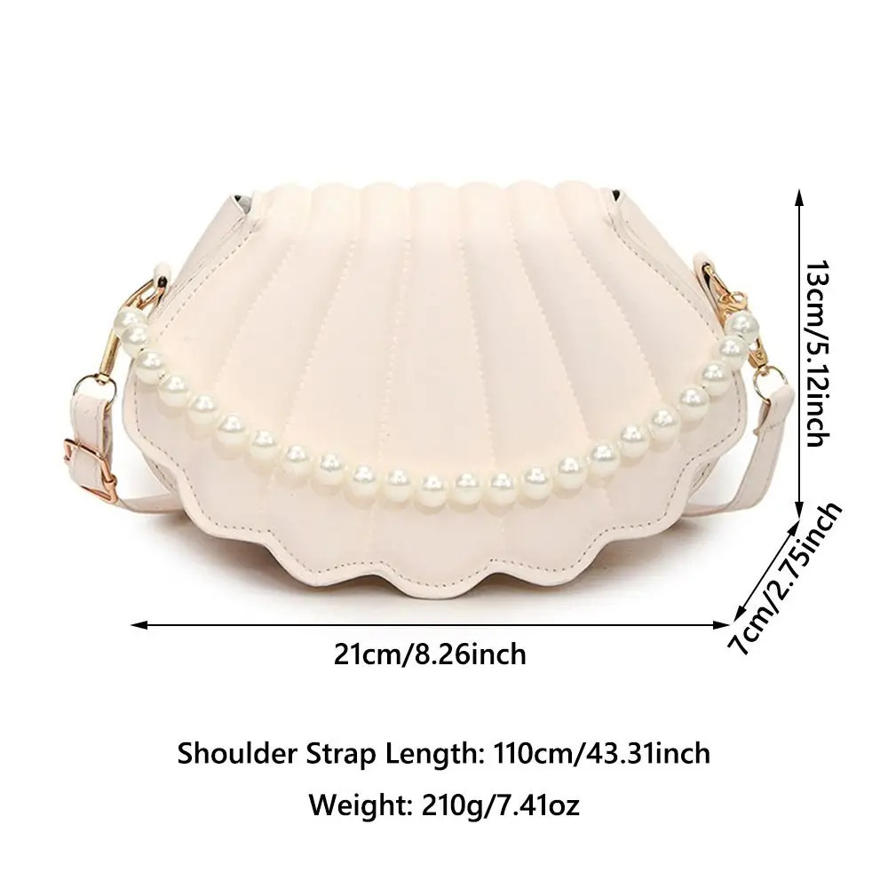 Durable Cute Shell Shoulder Bag Minimalist with Pearls Crossbody Bag PU Leather Pearl Decorated Handbag for Women Girls 250731