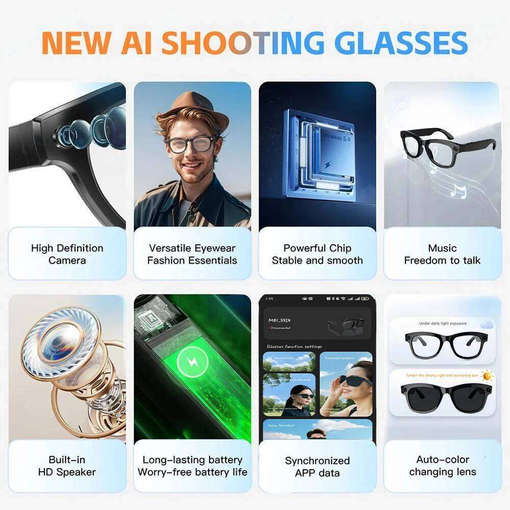 Meta Glasses Camera 2025 New 1080P HD Photography Video AI Intelligent Interactive Translation Smart Camera Glasses For Men Women