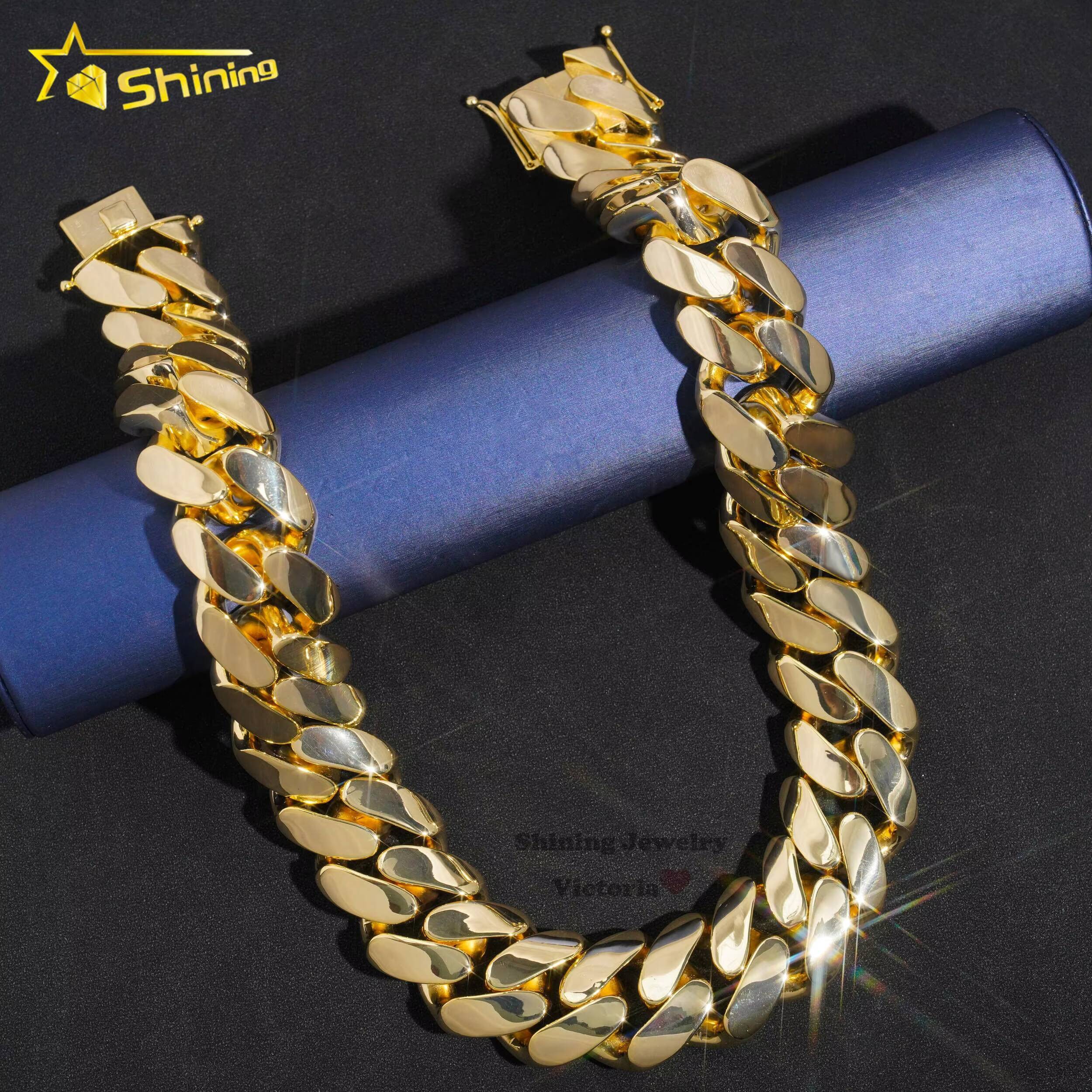 Hip Hop Jewelry Fashion Luxury and Heavy Necklace Super Big Cuban Necklace 18K Gold Plated Cuban Link Chain Miami Cuban Link