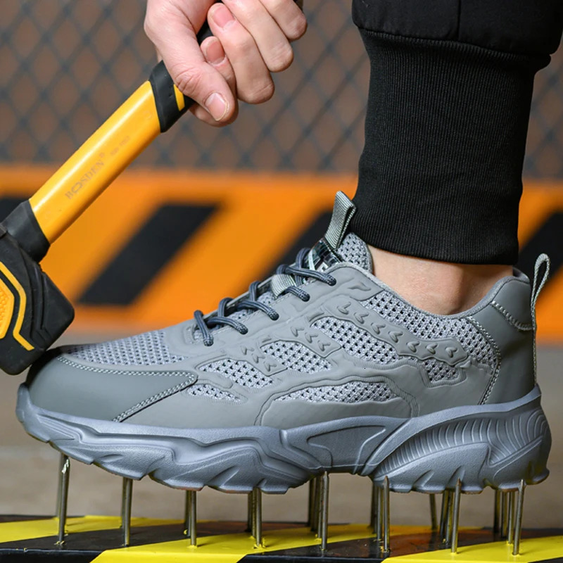 Breathable Mesh Safety Shoes Men White Protective Shoes For Men Women Work Sneakers Summer Lightweight Indestructible Shoes 250731