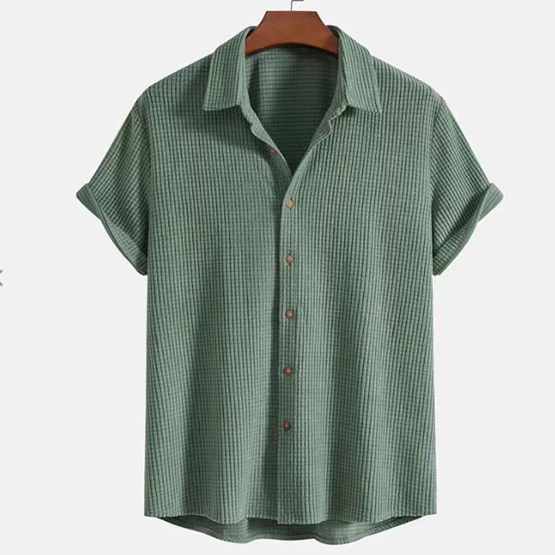 Men Corduroy Suits Solid Color Short Sleeve Lapel Button Shirts And Shorts Two Piece Sets Fashion Streetwear Mens Casual Outfit 250724