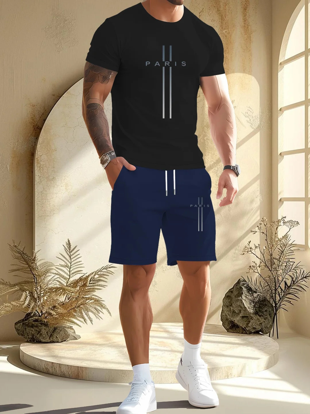 Summer Mens Tracksuit Printing Short Sleeve Shirt Shorts Set for Men Casual Streetwear 2piece Suit 250724