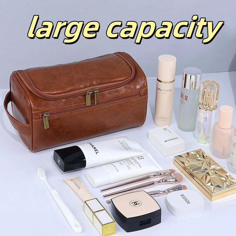 Large-capacity Business Toiletry Bag Out Portable Pu Waterproof Cosmetic Bag Simple Business Trip Travel Handbag Storage Bag 250731