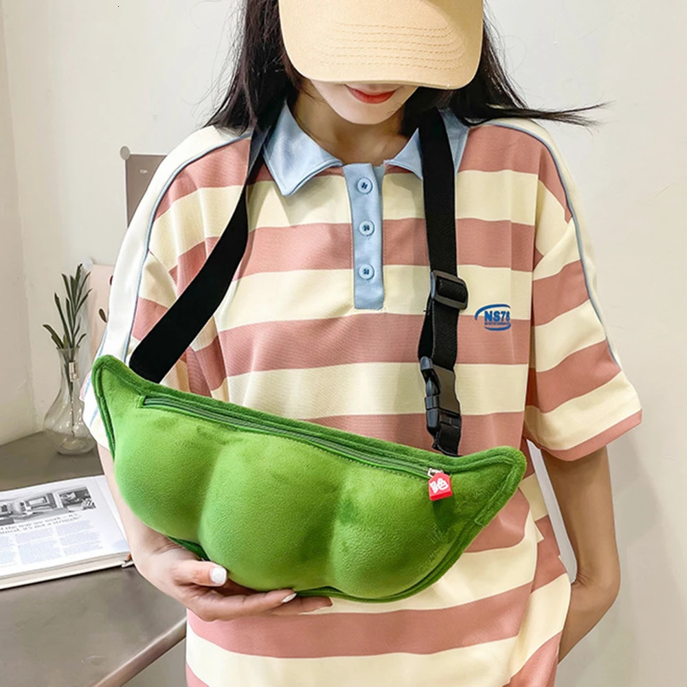 Women Fanny Pack Green Funny Edamame Waist Bag Plush Beach Travel Banana Hip Bum Zip Chest Bags Female Belt Bag For Girls 250731