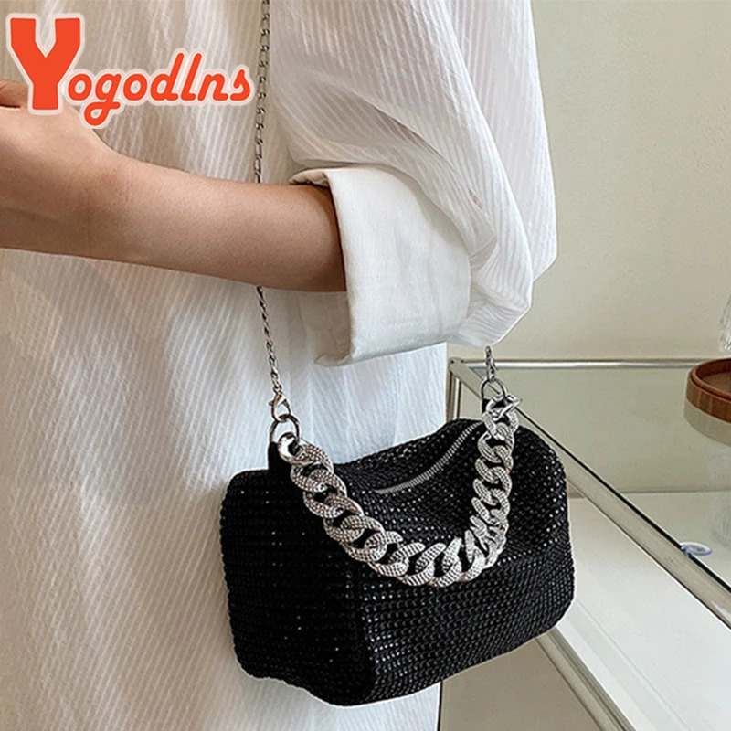 Yogodlns Bling Diamond Small Crossbody Messenger Bags Women Summer Trend Fashion Travel Shoulder Handbags Purses 250731