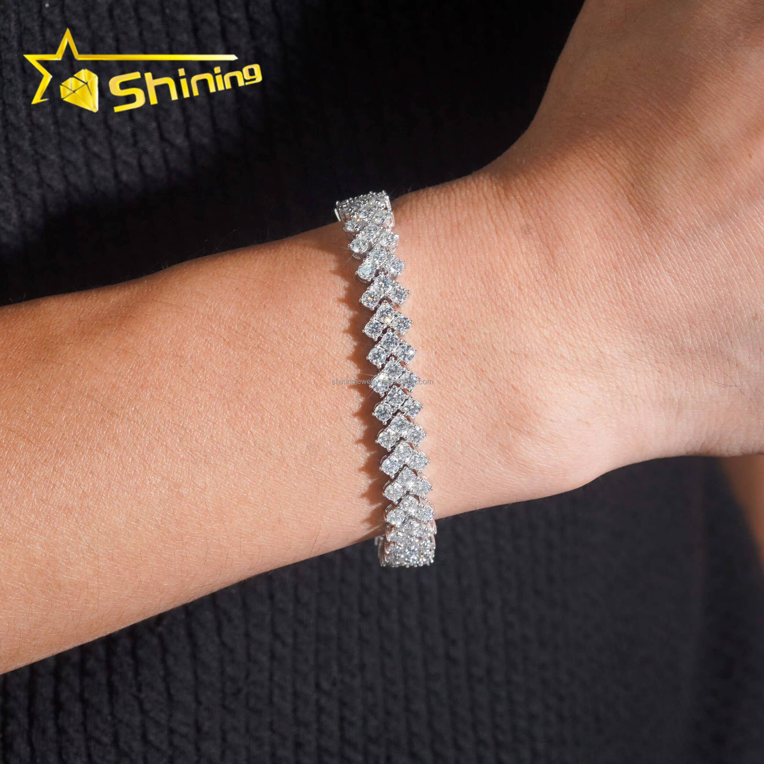 New Design Elegant Women Jewelry S925 Solid Silver Hip Hop Jewelry VVS1 Moissanite Diamond GRA Certificate Tennis Bracelet