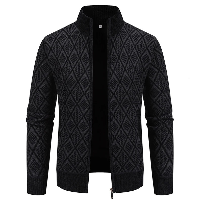 Mens Winter Jacket Thick Warm Casual Fleeced Windbreaker Knitting Jackets Autumn Spring Cardigan Coat Stand Collar 250729