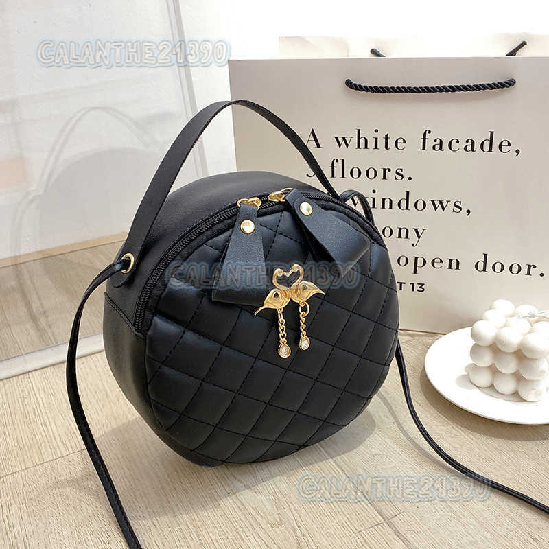 New Small Round Bag Handbag 2025 Ladies Bag Womens Diamond Grid Bag Embroidered Small Bag H250801