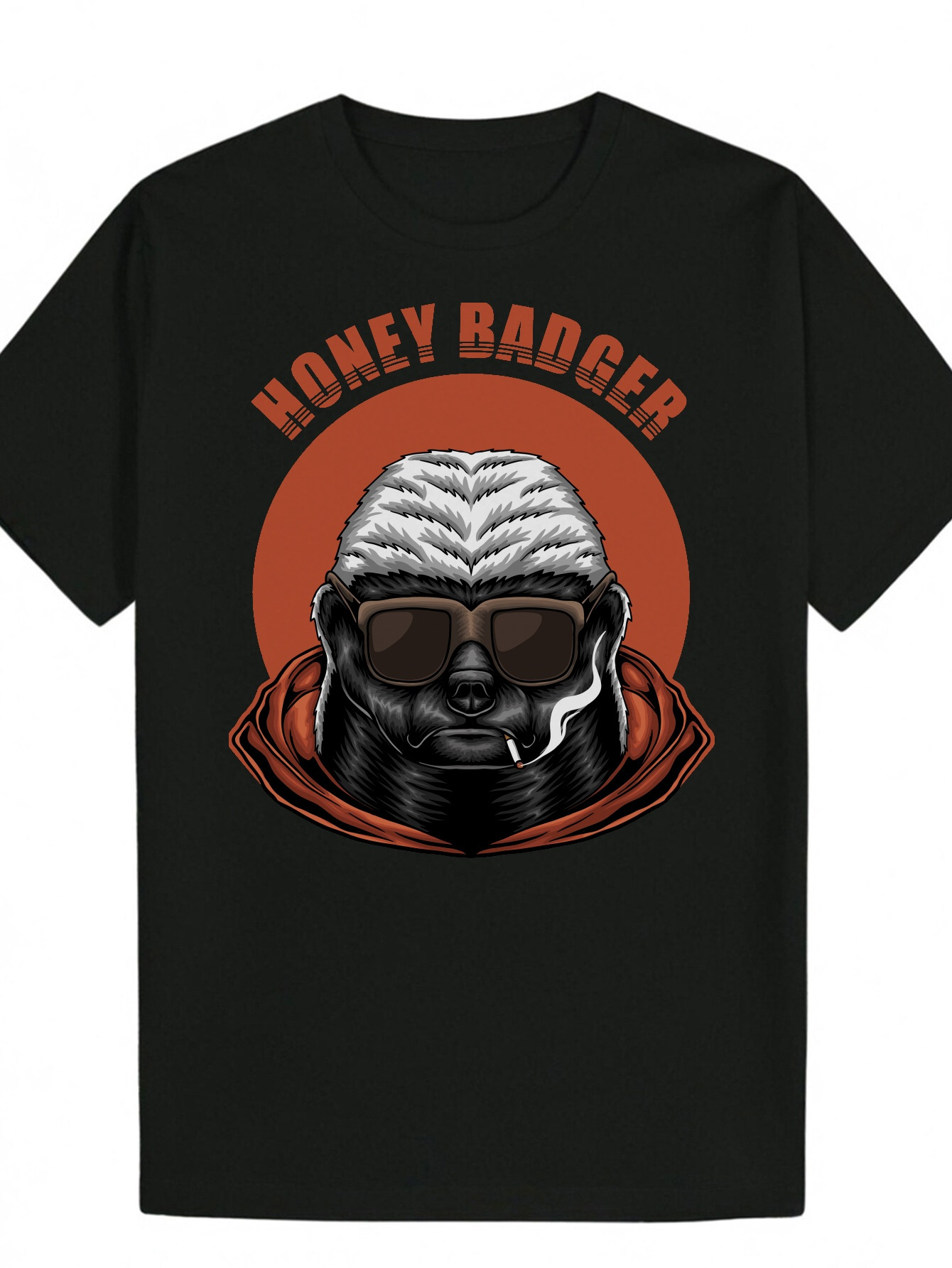 Men's Summer Round Polyester T-Shirt with 'HONEY BADGER' Design, Regular Fit, Short Sleeve, Breathable Fabric for Casual Wear|Round Nec