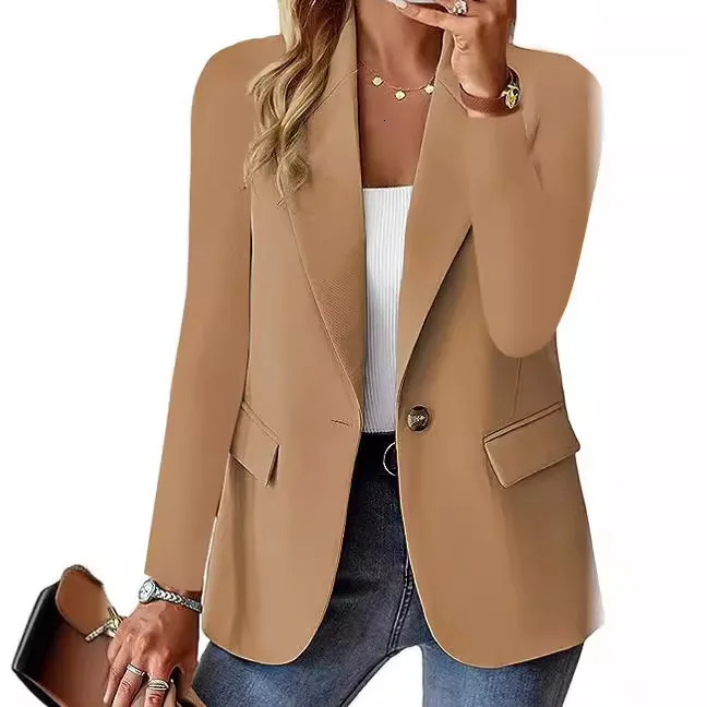 Autumn Long Sleeve Solid Color Cardigan Blazer Women 250731