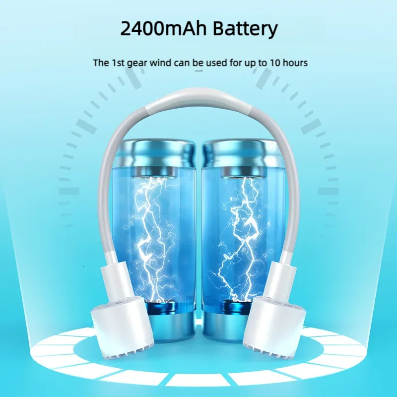 Portable Neck Fan Dual Vortex Axial Fan Three speed Wind Fast Cooling Rechargeable Desktop Dual Head Mini Fan Outdoor Camping