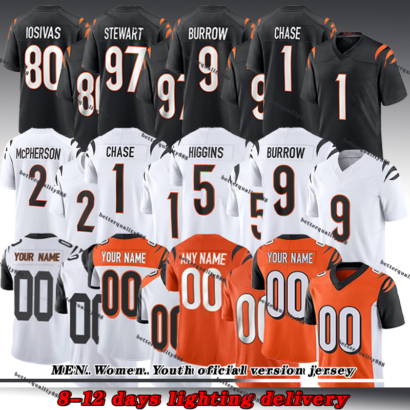 1 Ja'Marr Chase 9 Joe Burrow Football Jerseys Cincinnaties Evan McPherson Sam Hubbard Tee Higgins Cam Taylor-Britt Trey Hendrickson Andrei Iosivas Mike Gesicki Brown