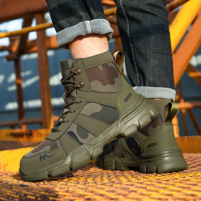 Men Safety Shoes Steel Toe Work Shoes Anti-smash Anti-puncture Indestructible Shoes Protective Boots Construction Work Shoes 250731