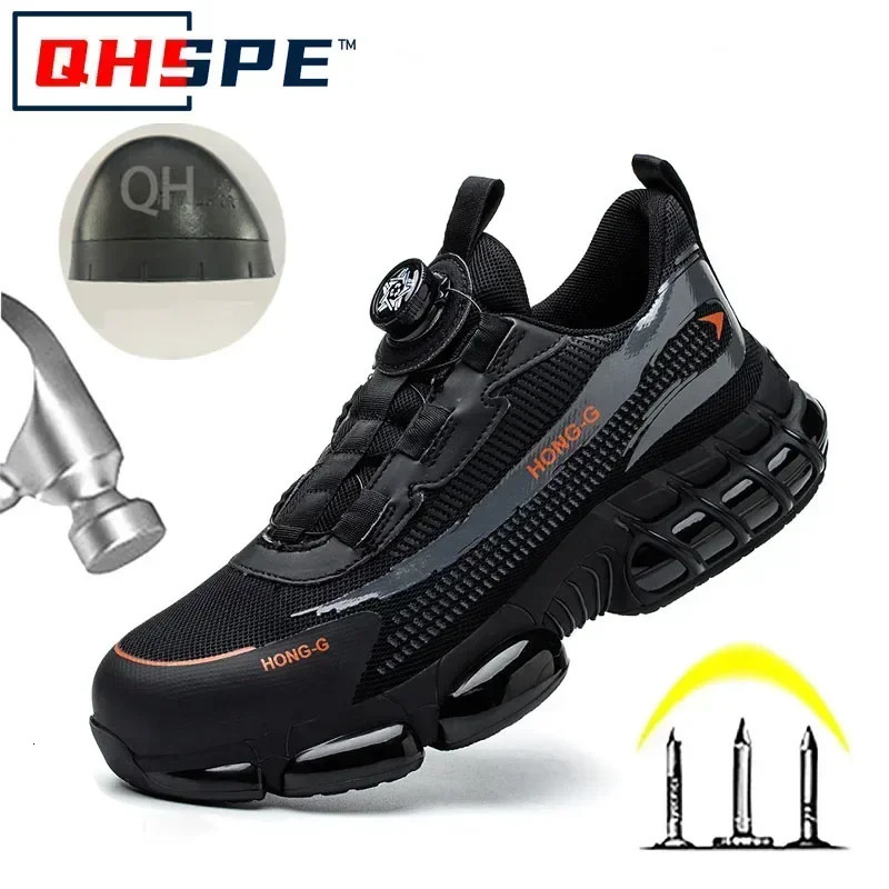 Rotating Button Work Sneakers Steel Toe Shoes Safety Boots Puncture-Proof work Shoes Protective Shoes 250731