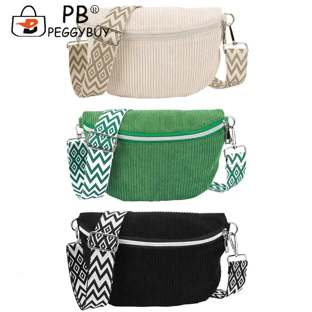 Bum Bag Corduroy Solid Shoulder Bag for Men Women with Adjustable Wide Strap Handbag Zipper Fanny Pack for Travel Workout 250731
