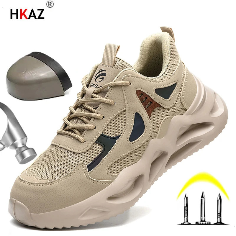 Breathable Men Work Shoes Indestructible Safety Shoes Lightweight Protective Sneakers Safety Steel Toe Shoes Men Puncture-Proof 250731