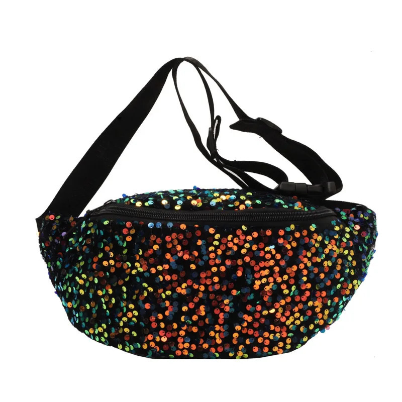Women Sequins Waist Bag Fashion Fanny Pack Casual Shoulder Crossbody Chest Bag Female Hip Hop Belt Bags Purses Trend Waist Packs 250731