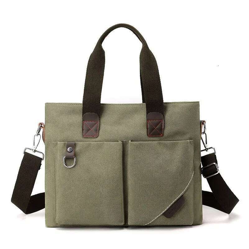 New Canvas Tote Trendy Casual Commuting A4 Book Files Crossbody Large Capacity Simple Shoulder Bag Laptop Handbag