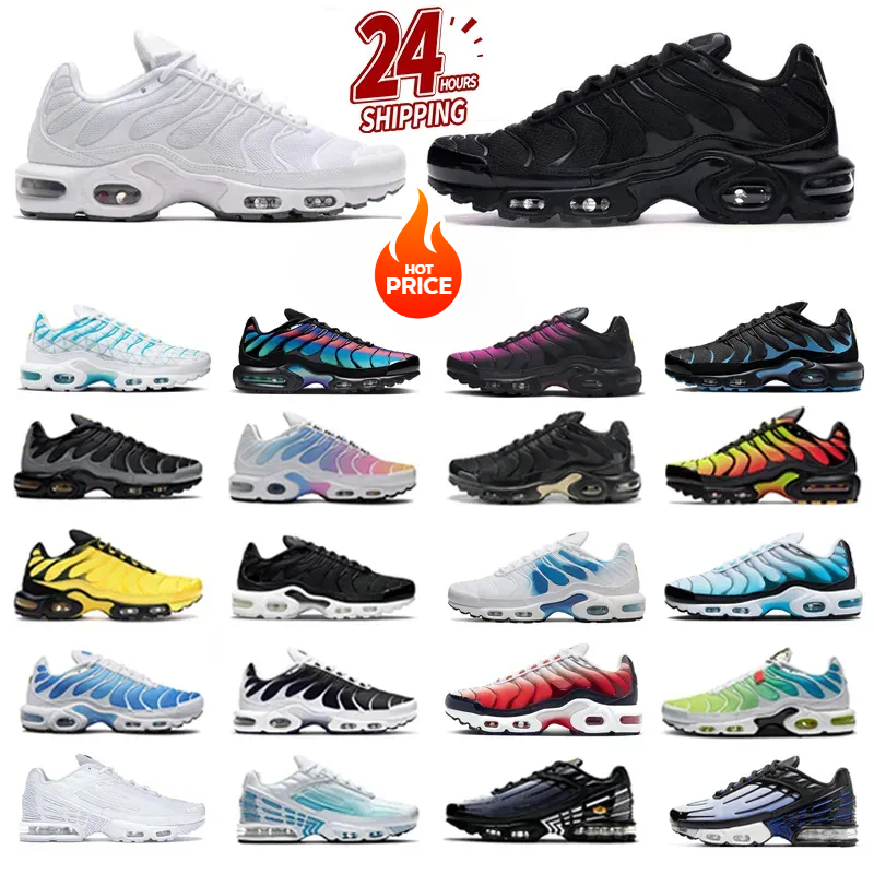 Free shipping Tn Plus 3 Running Shoes Men Women Triple White Black Sky Blue Gradient Dusk Unity tns Plus Tennis Breathable Mens Trainers outdoor Sports Sneakers
