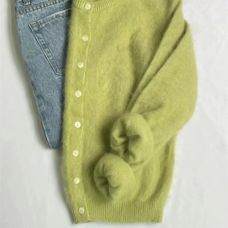 Limiguyue Mohair Knitted Cardigan Vintage Women Autumn Outwear Sweater Coat Loose Elegant Long Sleeve Tops J884 250731