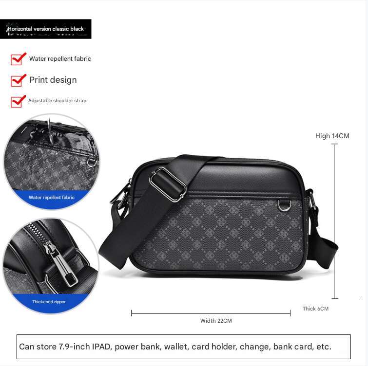 Printed Single Shoulder Men, Casual Bag, Small Square Work and Commute, Multifunctional Backpack, Crossbody Bag for Men