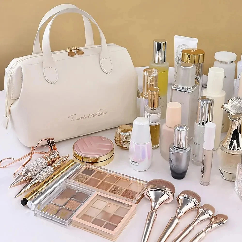 Large-Capacity Travel Cosmetic Bag Portable PU Makeup Pouch Women Waterproof Bathroom Washbag Multifunctional Toiletry Kit 250731