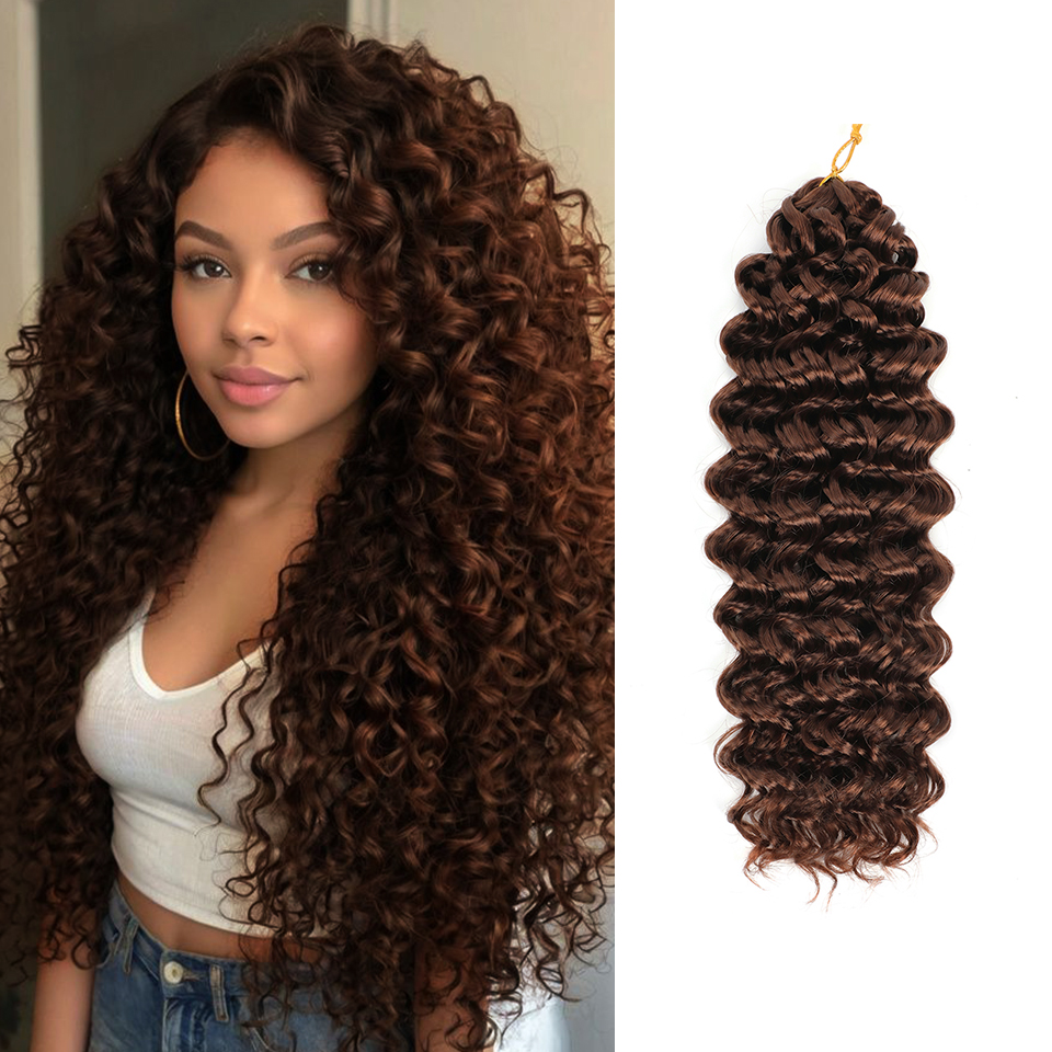 22 Inch Deep Wave Synthetic Crochet Hair Beach Curl Water Wave Gogo Curl Afro Ocean Wave Bohemian Braiding Extensions for Black Women 1pcs