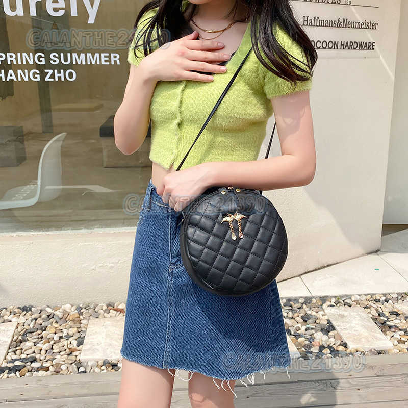 New Small Round Bag Handbag 2025 Ladies Bag Womens Diamond Grid Bag Embroidered Small Bag H250801