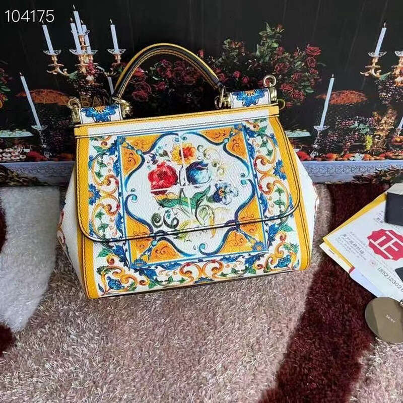 Genuine Leather Printed High-end Women's Bag Sicily Single Shoulder Crossbody Handbag Fashionable Satchel