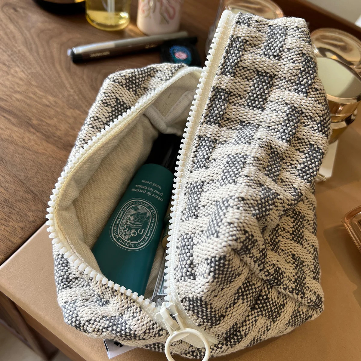 Classic Plaid Multifunctional Three-dimensional Makeup Bag with Large Capacity 250731